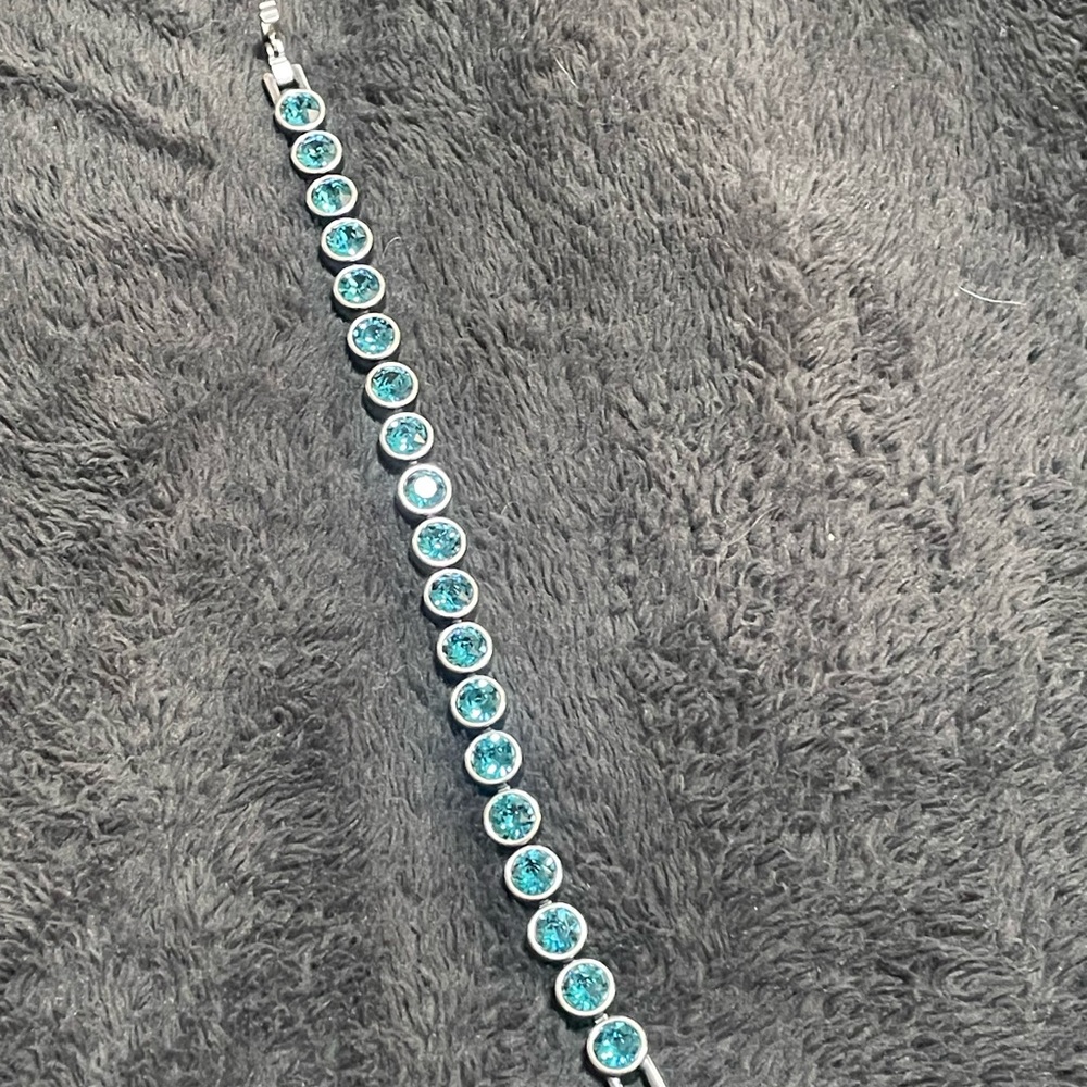 Elegant Silver and Blue Bracelet